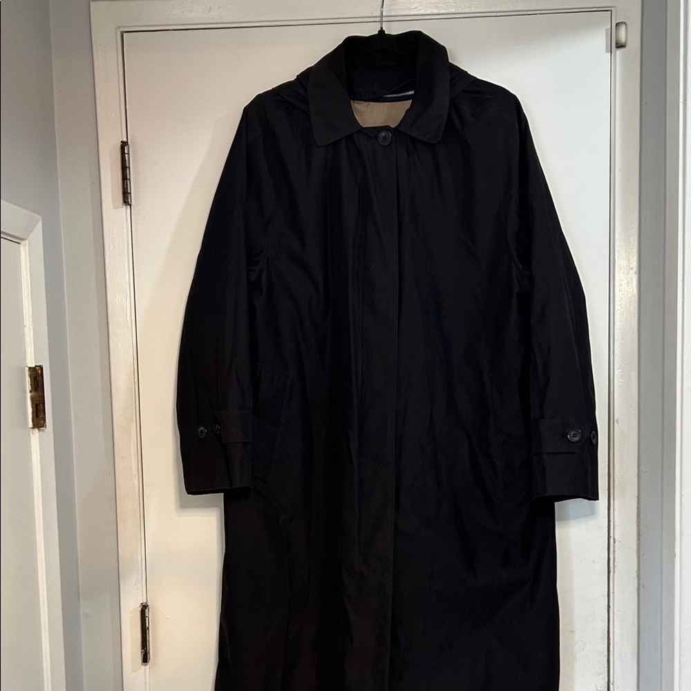 London Fog Classic Black Coat Jacket Rain Trench Style